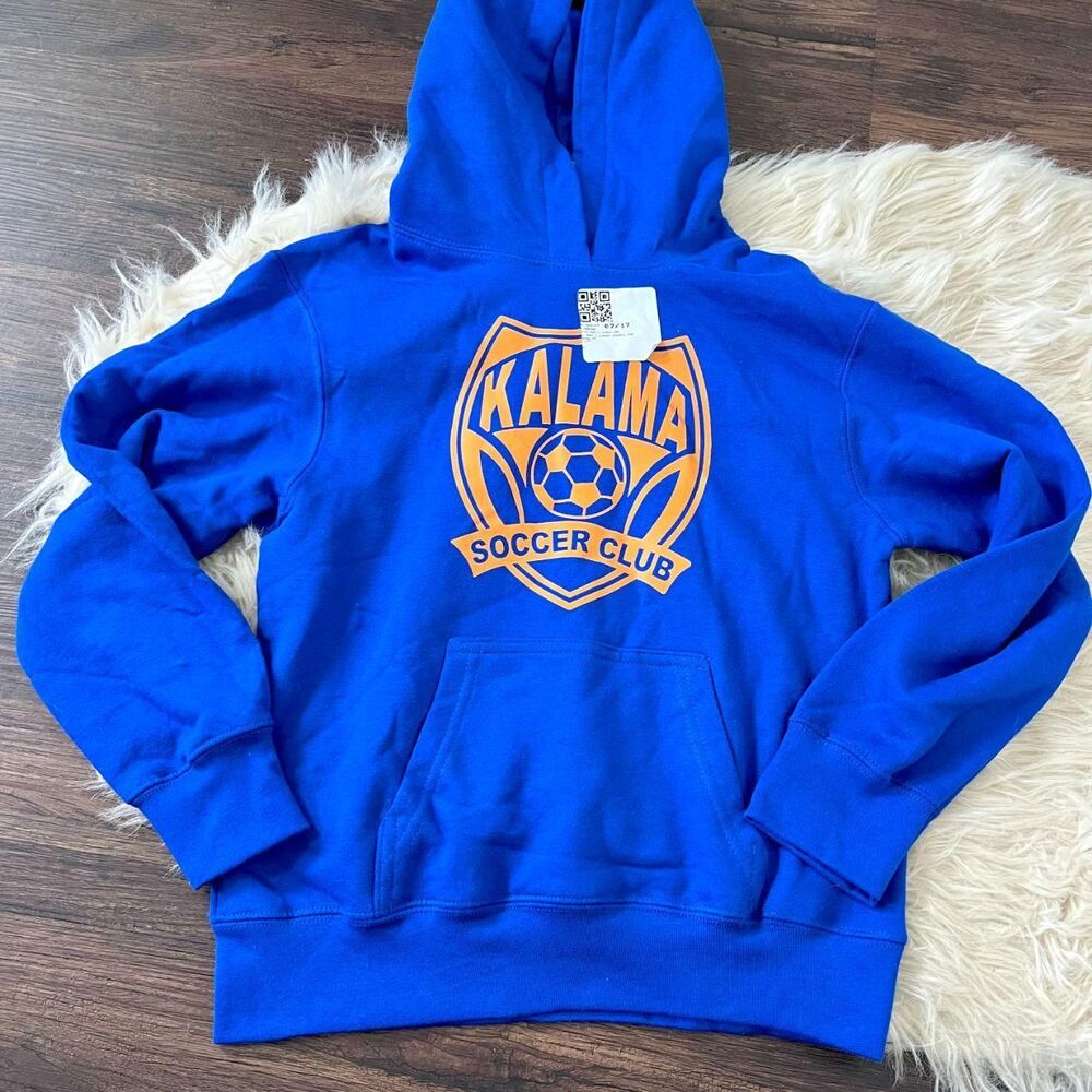 Bright Blue Kids Hoodie Kalamata Soccer Club Size S Youth